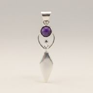 Pendentifs dévotionnels indiens - Plaqué argent (corde de 45 cm) - Déesse Améthyste