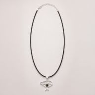 Pendentifs dévotionnels indiens - Plaqué argent (cordon de 45 cm) - Œil de Cléopâtre - iolite