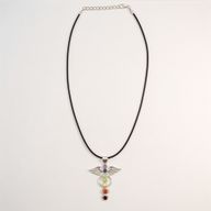 Pendentifs dévotionnels indiens - plaqué argent (cordon de 45 cm) - Chakra angélique