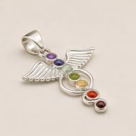 Pendentifs dévotionnels indiens - plaqué argent (cordon de 45 cm) - Chakra angélique