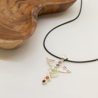 Pendentifs dévotionnels indiens - plaqué argent (cordon de 45 cm) - Chakra angélique