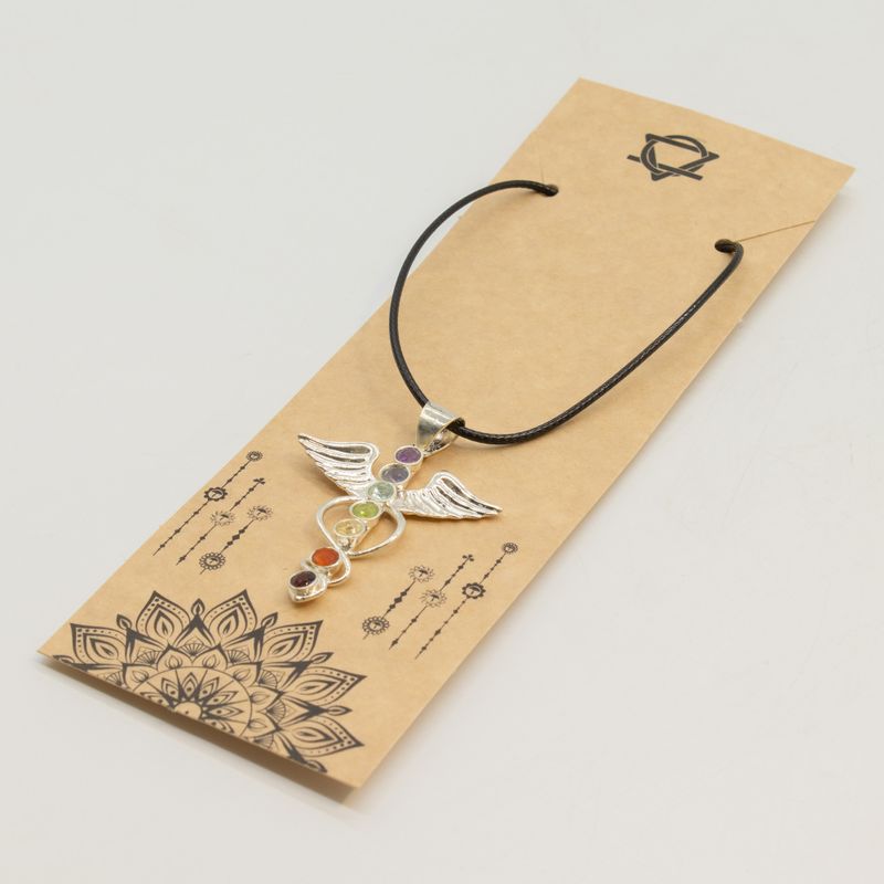 Pendentifs dévotionnels indiens - plaqué argent (cordon de 45 cm) - Chakra angélique