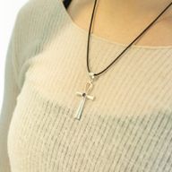 Pendentifs dévotionnels indiens - Plaqué argent (cordon de 45 cm) - Symbole Ankh de la vie éternelle