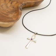 Pendentifs dévotionnels indiens - Plaqué argent (cordon de 45 cm) - Symbole Ankh de la vie éternelle