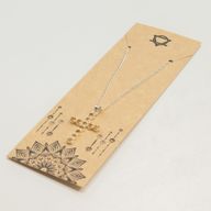 Pendentifs dévotionnels indiens - Plaqué argent (chaîne de 45 cm) - Croix en citrine