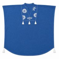 Nomad Sari On the Med Collection - Kaftan - Bleu avec broderie crème et franges