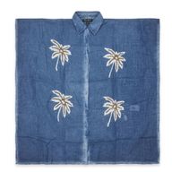 Nomad Sari Collection Méditerranée - Kaftan - Bleu avec décor de palmiers dorés et blancs