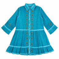 (M-L) Nomad Sari On the Med Collection - Robe tunique - Turquoise avec imprimé bloc œil maléfique