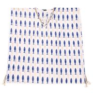 Nomad Sari On the Med Collection - Kaftan - Imprimé poisson blanc et bleu audacieux