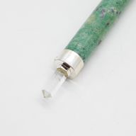 Bâton Cœur Verdoyant - Rubis-Fuchsite et quartz rose, boule de cristal au sommet - 23 cm