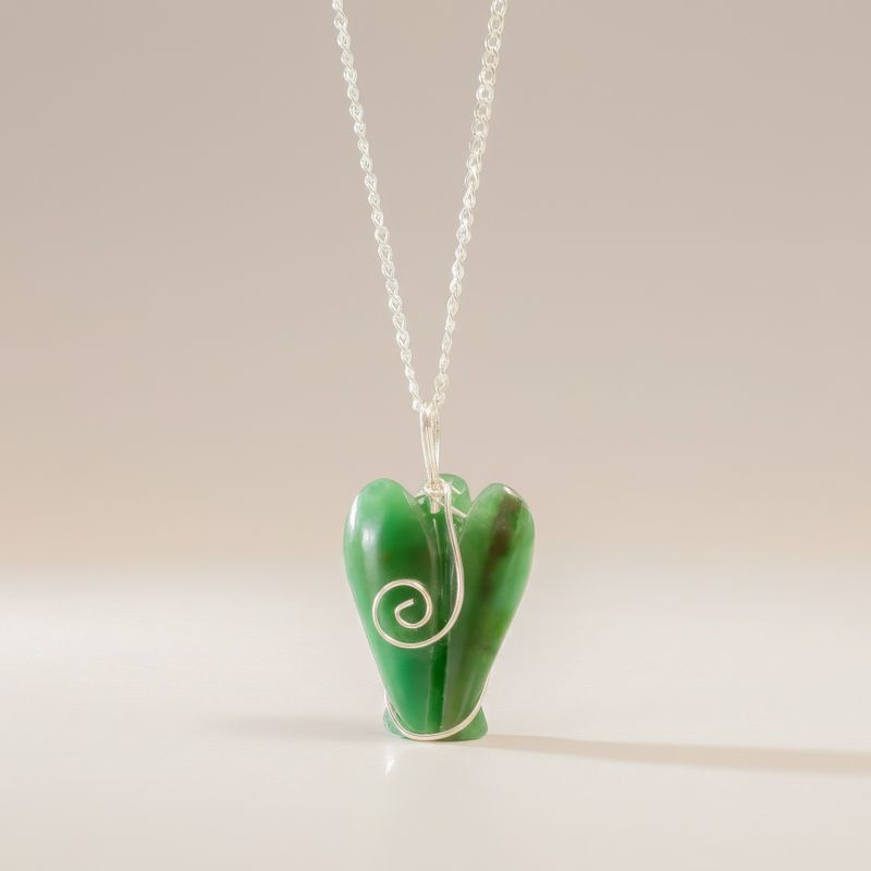 Pendentif Ange Gardien en aventurine verte