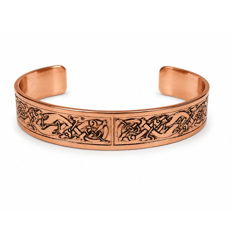 Bracelets en cuivre massif de la gamme médiévale avec gravures d'affirmations (variés)