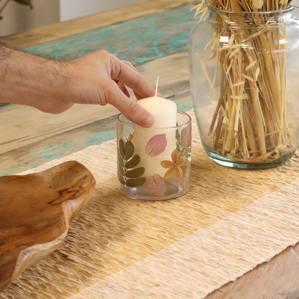 Porte- Bougie En Verre Floral Naturel En Gros