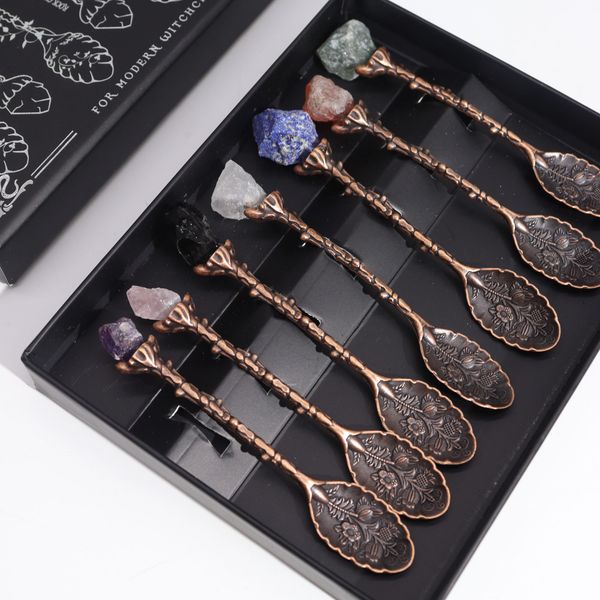 Set de 7 Cuillères de Sorcière avec Pierres Naturelles