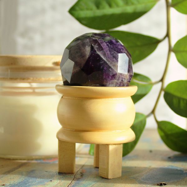 Boule de Guérison à Facettes en Pierres Précieuses & Support