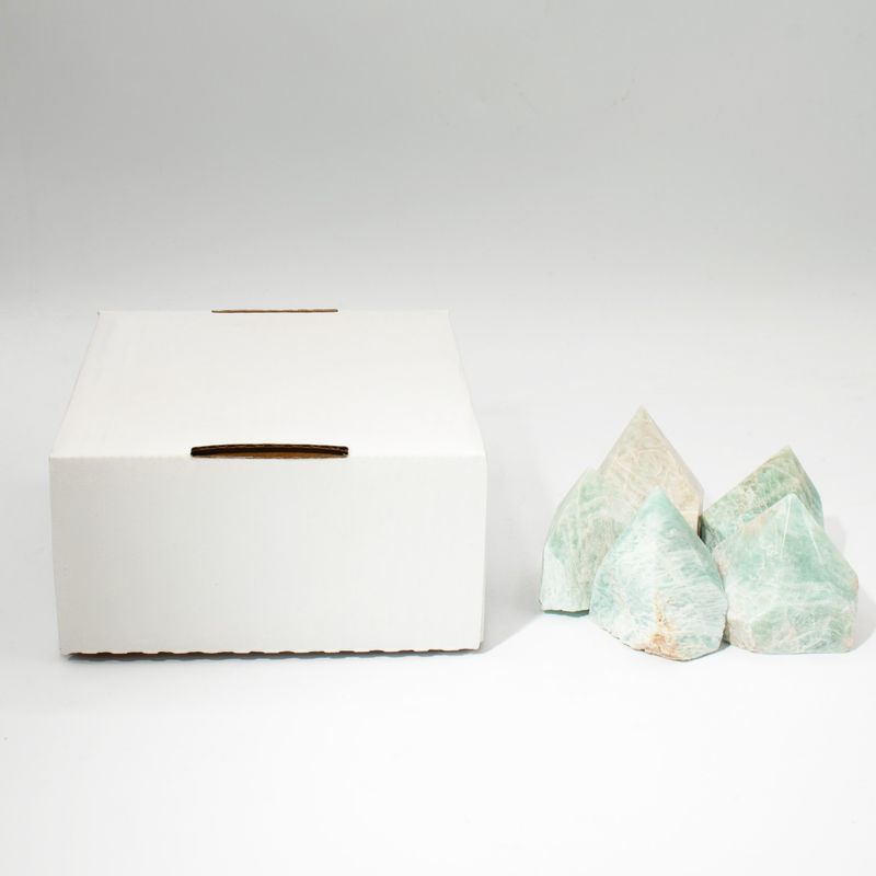 Lot de Pointes Polies en Pierres Naturelles – Amazonite Indienne (environ 5 à 6 pièces)
