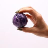 Boule de Guérison à Facettes en Pierres Précieuses & Support  - Améthyste