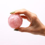 Boule de Guérison à Facettes en Pierres Précieuses & Support  - Quartz Rose