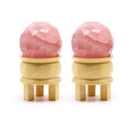 Boule de Guérison à Facettes en Pierres Précieuses & Support  - Quartz Rose