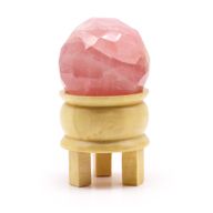 Boule de Guérison à Facettes en Pierres Précieuses & Support  - Quartz Rose