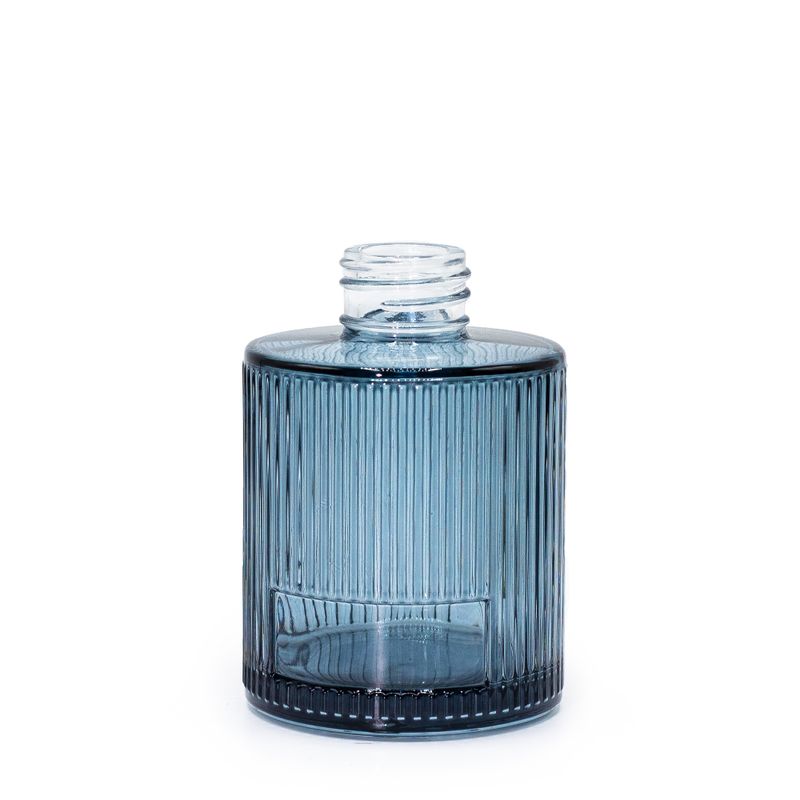 Flacon Diffuseur Rond Nervuré à Roseaux de 150 ml (col de 28 mm) - Bleu Fumé