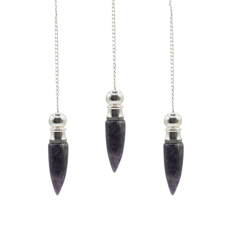 Pendule de la découverte de la cavité secrète de la vérité - Améthyste - plaqué argent