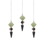 Bâtisseur des royaumes - Pendule à trois pièces - Agate noire - Aventurine verte - Œil de tigre