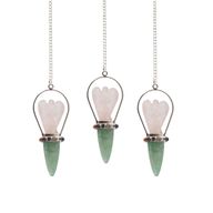 L'Oracle du Cœur - Pendule d'ange à deux pièces - bracelet chakra - quartz rose et aventurine verte