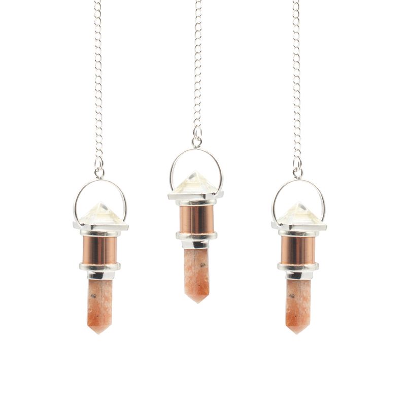 La Chambre de la Lune - Pièce Combo : Pendule en cuivre - Quartz clair et pierre de soleil
