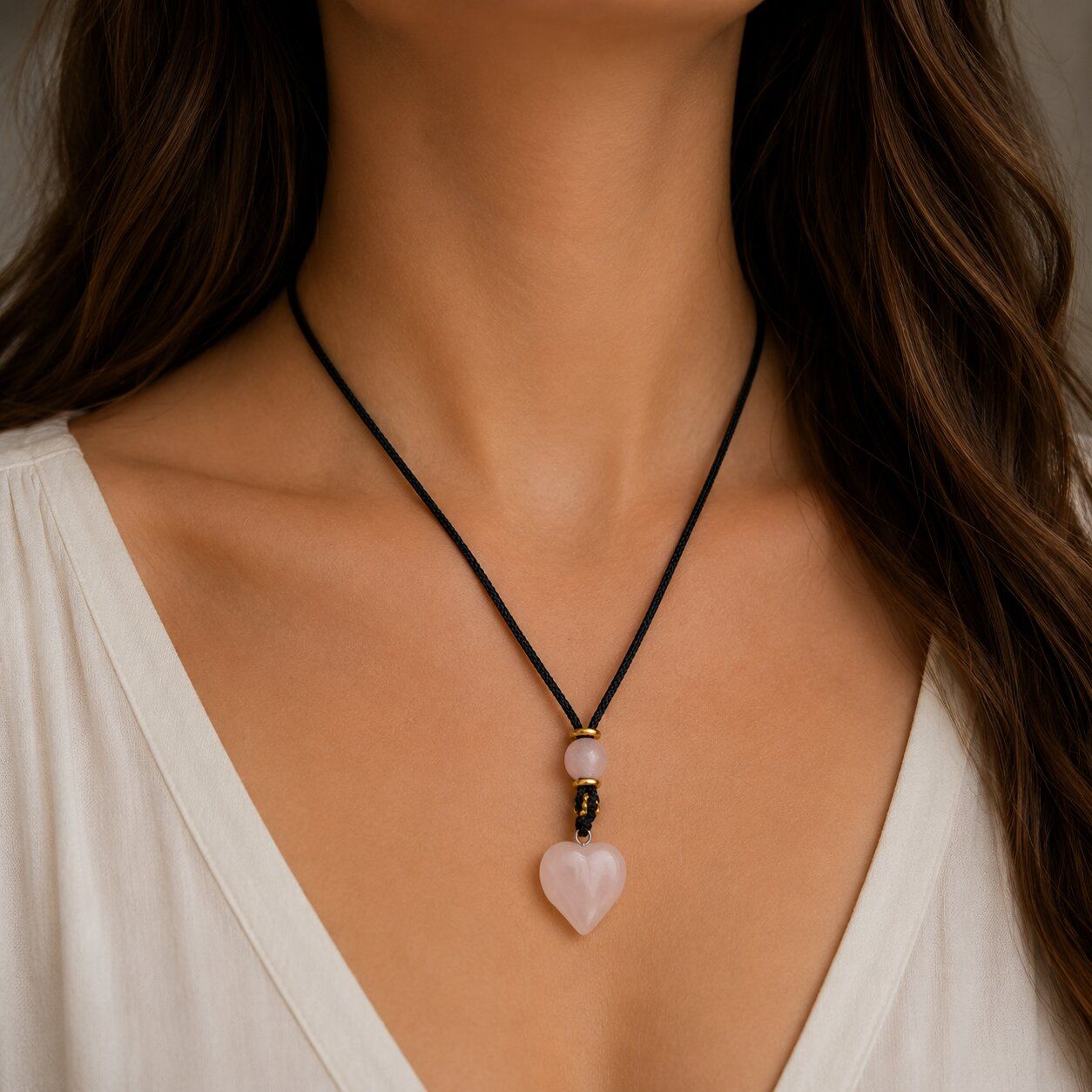 Collier à cordon, pendentifs en pierres précieuses