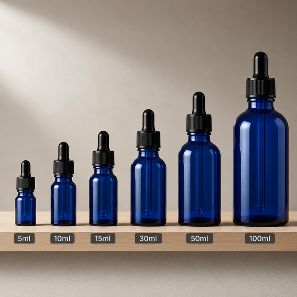 Bouteilles Compte-gouttes en Verre Bleu - 5ml à 100ml