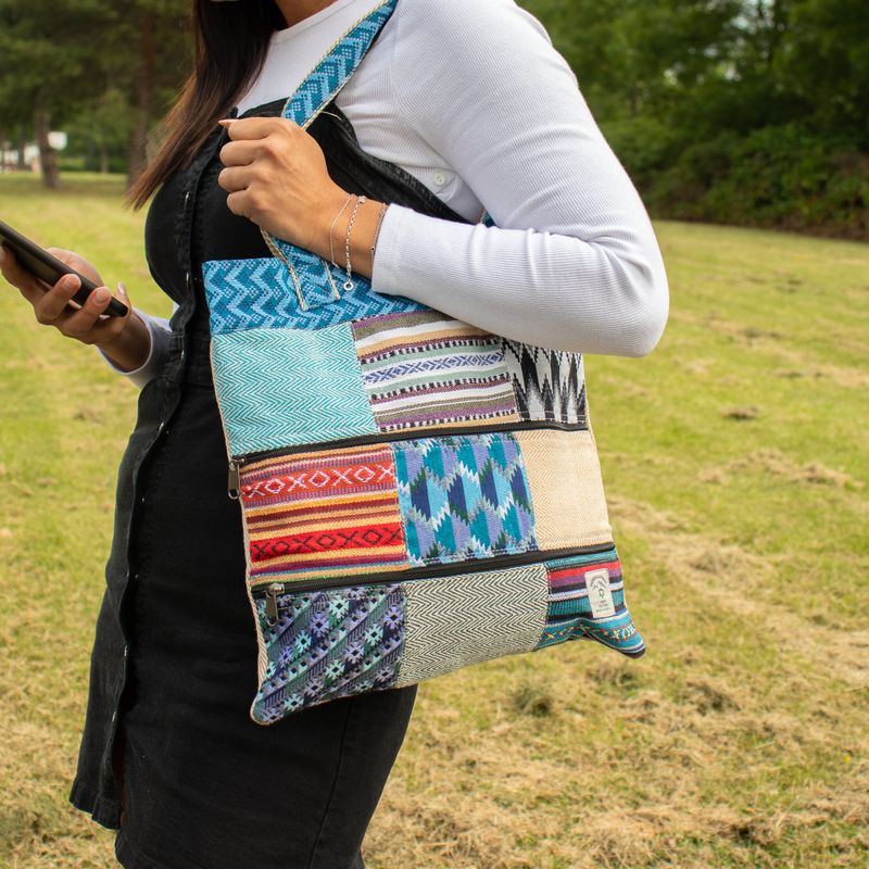 Sac cabas Patchwork Kathmandu - Dhaka Design (37 × 38 cm)