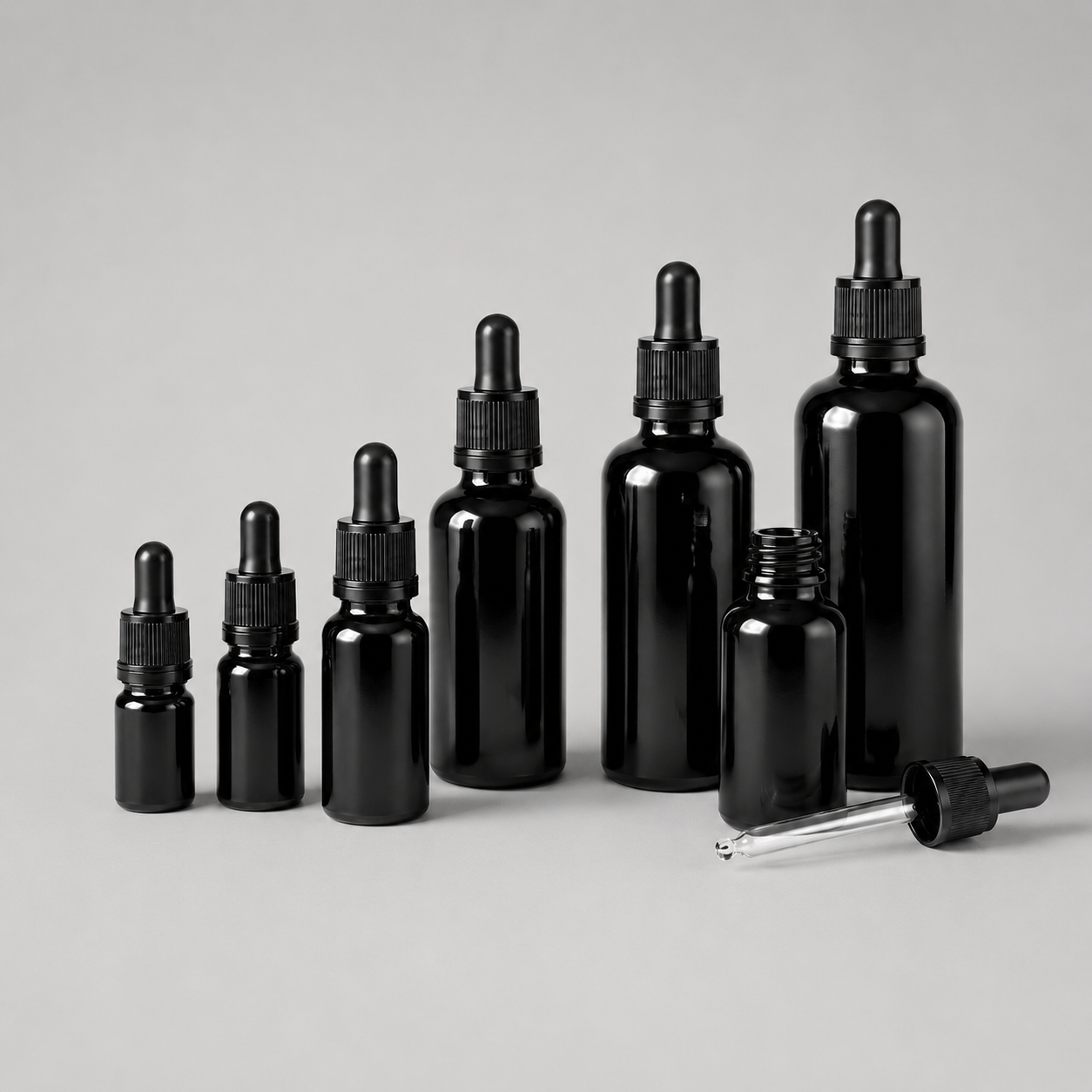 Bouteilles Compte-gouttes Noires - 5ml à 100ml