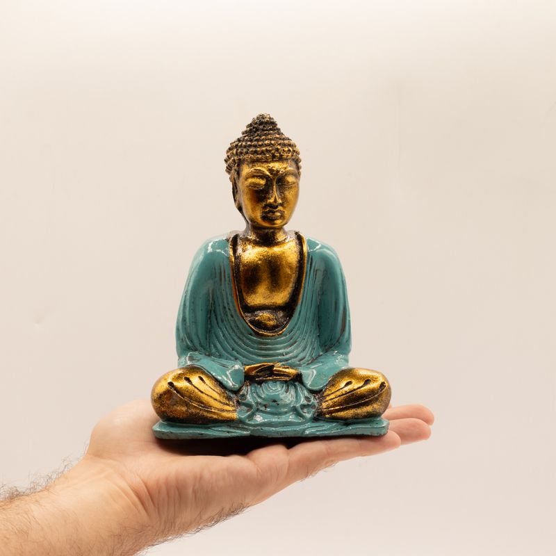 Bouddha bleu-vert et doré - Moyen