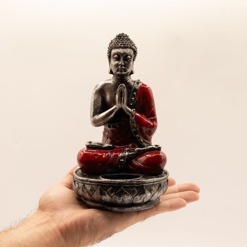 Porte-bougie Bouddha - Rouge - Moyen