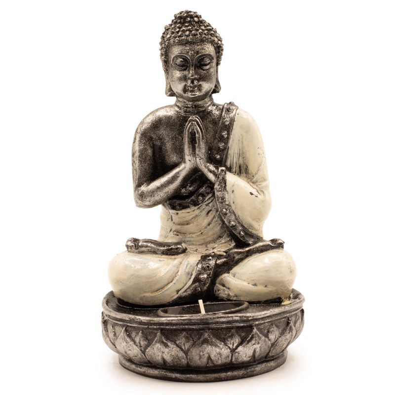 Porte-bougie Bouddha - Blanc - Moyen