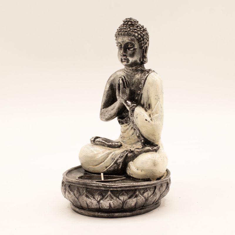 Porte-bougie Bouddha - Blanc - Moyen