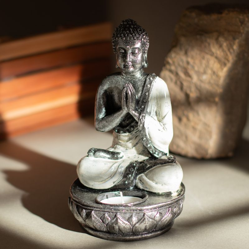 Porte-bougie Bouddha - Blanc - Moyen