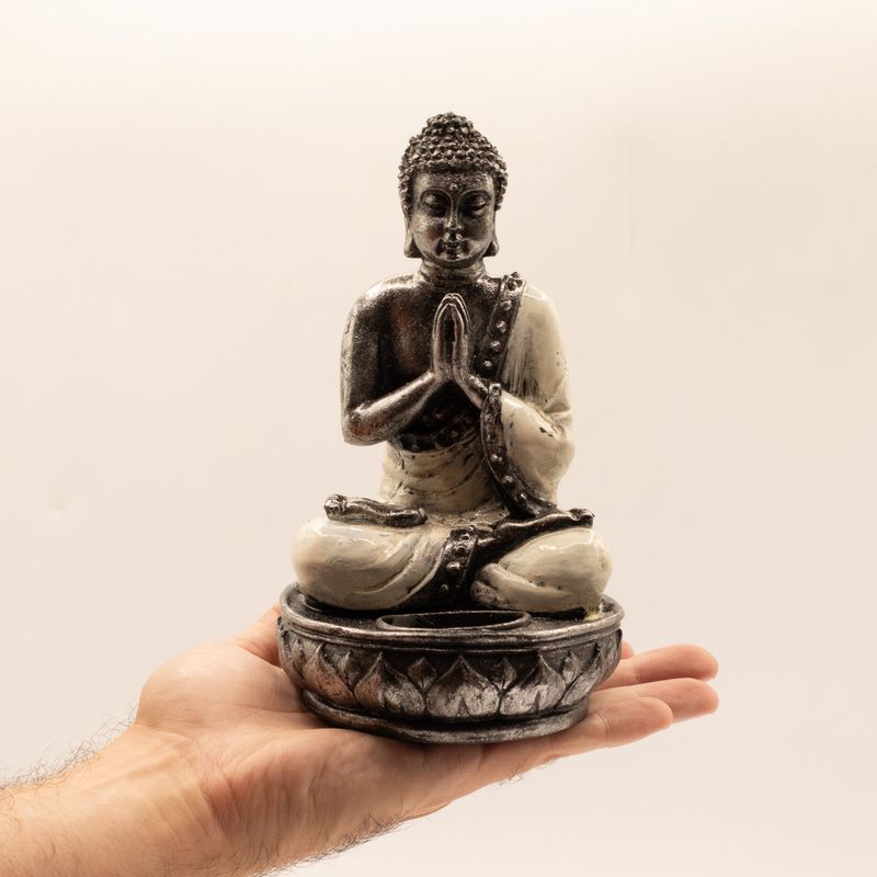 Porte-bougie Bouddha - Blanc - Moyen
