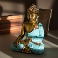 Bouddha bleu sarcelle et doré - Grand
