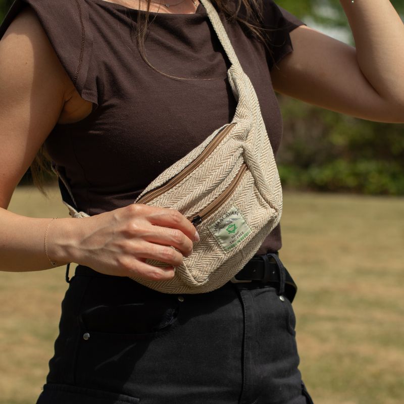 Sac banane en coton et chanvre - naturel
