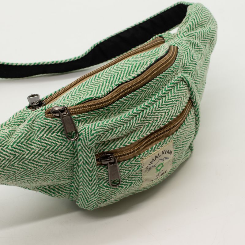 Sac banane en coton et chanvre - sauge