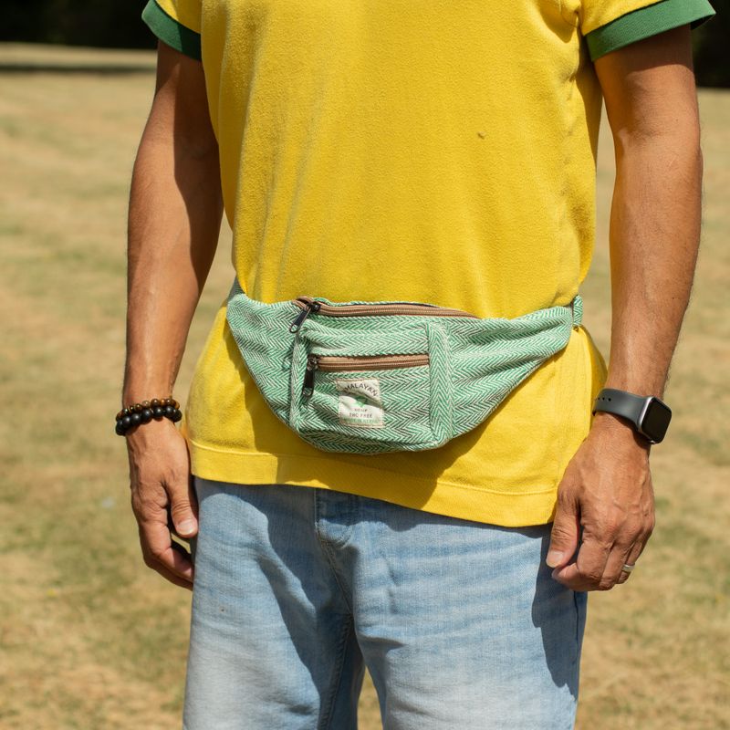 Sac banane en coton et chanvre - sauge