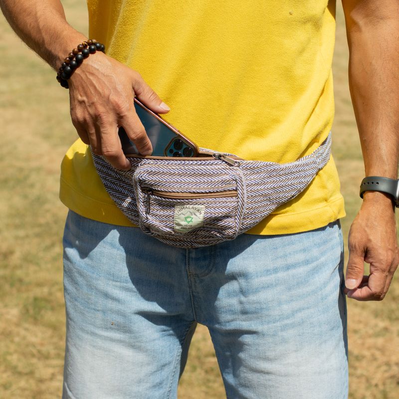 Sac banane en coton et chanvre – bleu