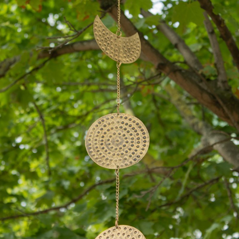 Carillons indiens - Goutte en laiton représentant les phases de la lune avec cloche - 1 m