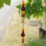 Carillons indiens - Fleur de Vie en laiton avec perles de rudraksha - Cloches sur ficelle - 6x63 cm