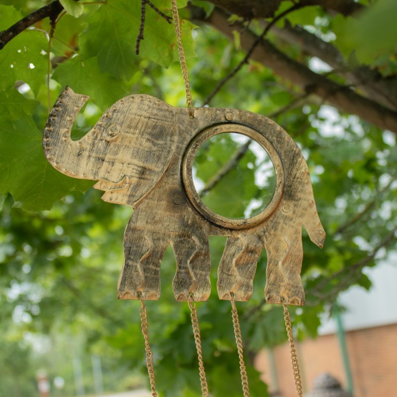 Carillons indiens - Éléphant Grand Miroir - 4 cloches - 24x60 cm