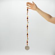 Carillons indiens - Fleur de Vie en laiton avec perles de rudraksha - Cloches sur ficelle - 6x63 cm