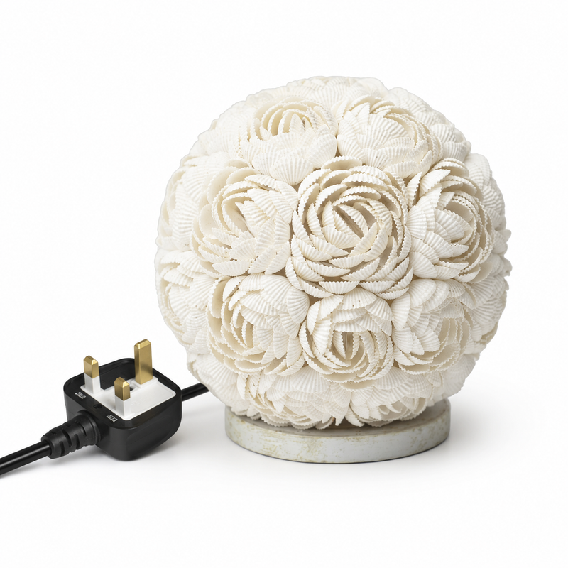 Lampe boho coquillages marins - Boule rose - 15 cm (Royaume-Uni)