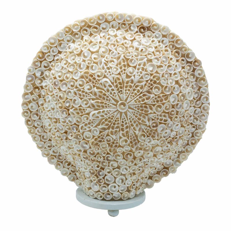 Lampe bohème en coquillage – coquille d'art taillée – grand rond – 30 cm